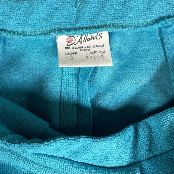 Vintage D’Allaird’s Made in Canada Turquoise Blue 100% Polyester A line Skirt - Picture 3 of 6